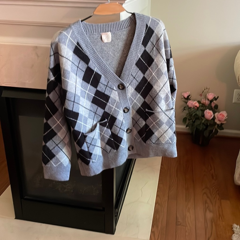 Womens Argyle Cardigan